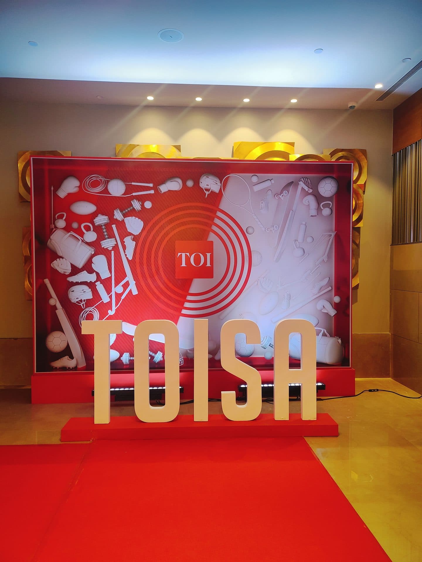 TOISA branded stage backdrop