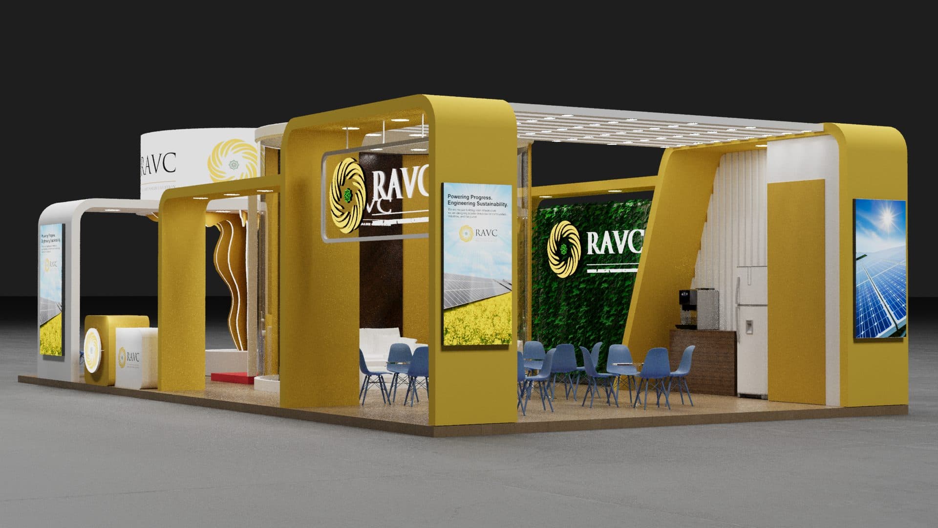 RAYZON Solar exhibition stall 3D design render