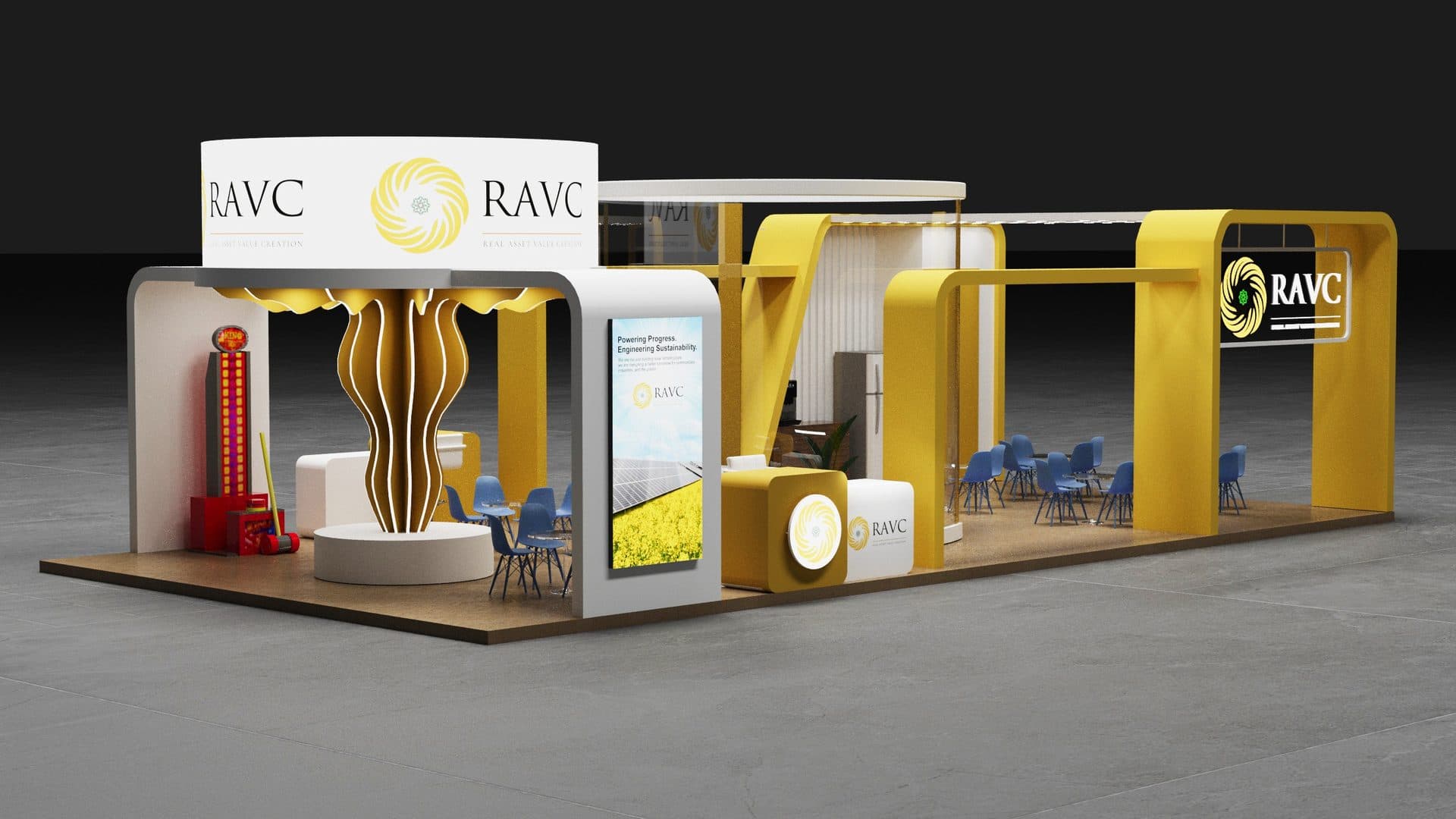 Vizeo exhibition stall 3D design render